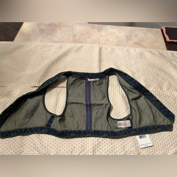 NWT Free People Vest Denim Micro Navy Extra Small - Picture 3 of 7